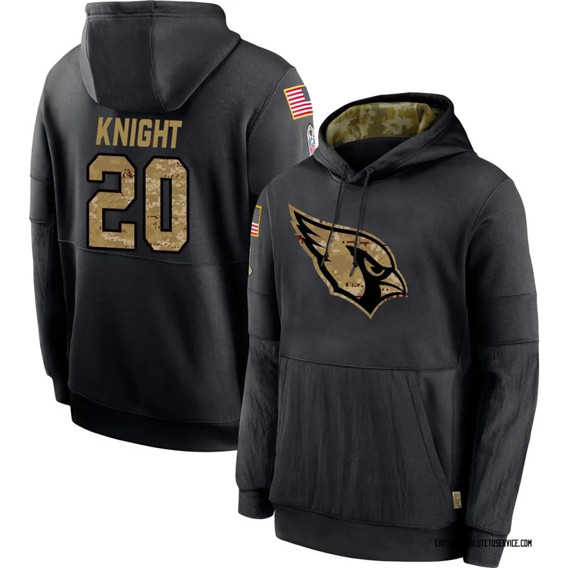 Men's Bam Knight Arizona Cardinals Black 2020 Salute to Service Sideline Performance Pullover Hoodie