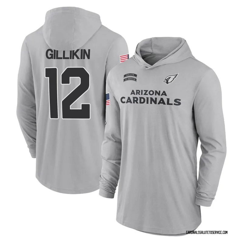 Men's Blake Gillikin Arizona Cardinals Gray 2024 Salute to Service Lightweight Performance Long Sleeve Hooded T-Shirt