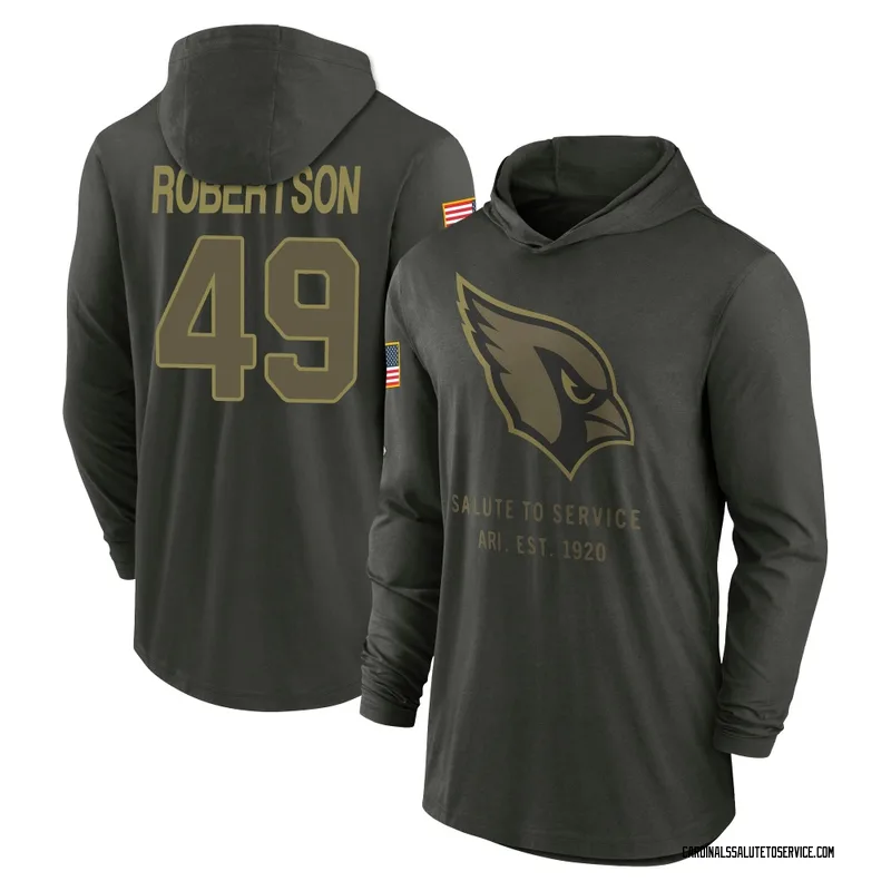 Men's Cameron Robertson Arizona Cardinals Green Forest/ 2025 Salute to Service Sideline Lightweight Hooded Pullover Long Sleeve 