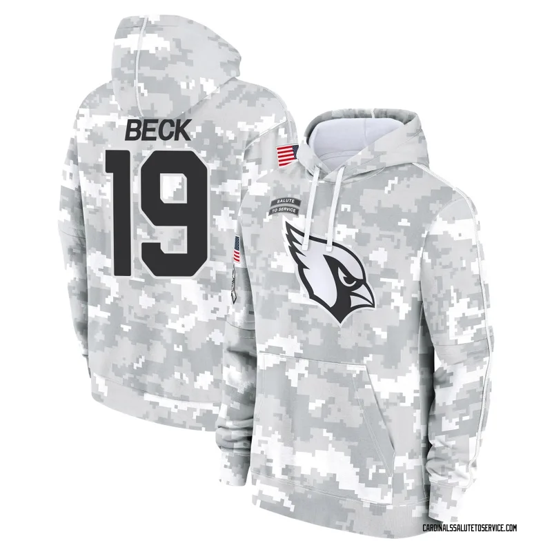 Men's Carson Beck Arizona Cardinals Camo Arctic 2024 Salute to Service Club Fleece Pullover Hoodie