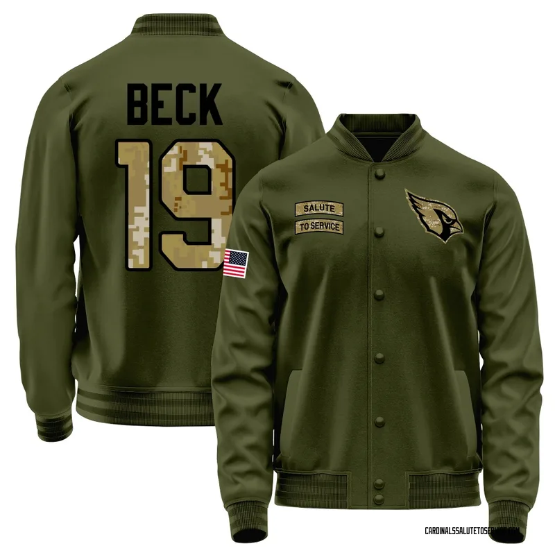 Men's Carson Beck Arizona Cardinals Olive Salute to Service Sideline Performance Jacket