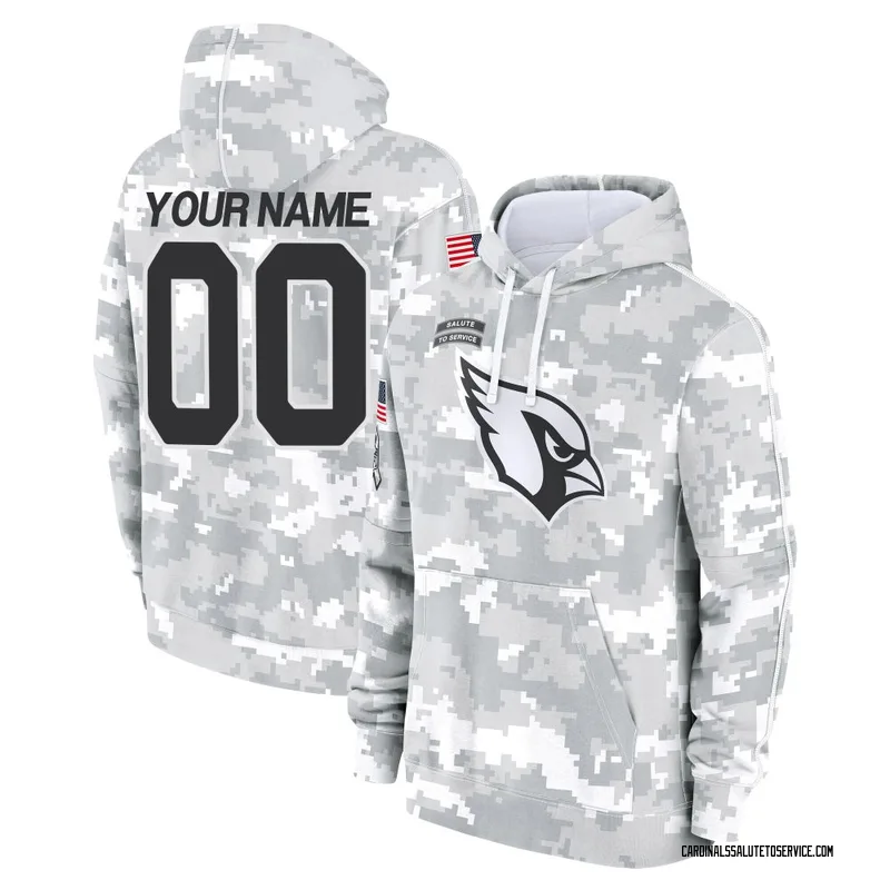 Men's Custom Arizona Cardinals Camo Arctic 2024 Salute to Service Club Fleece Pullover Hoodie