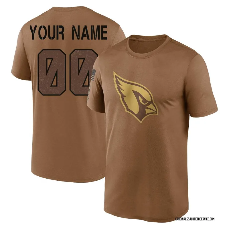 Men's Custom Arizona Cardinals Legend Brown 2023 Salute To Service Performance T-Shirt