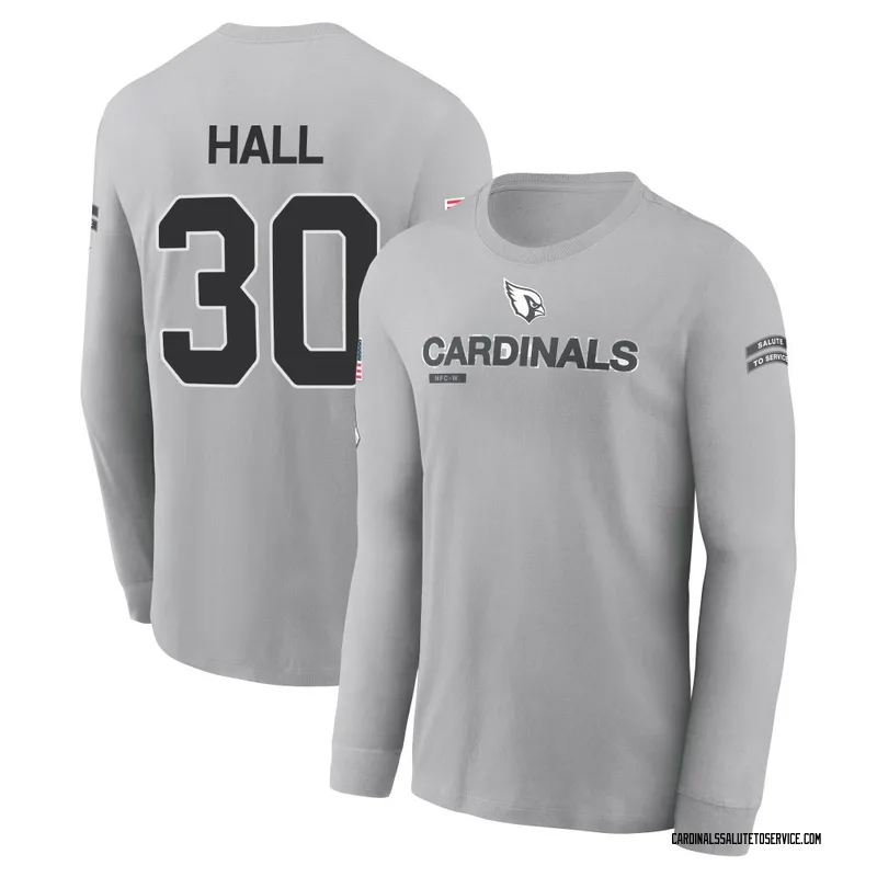 Men's Darren Hall Arizona Cardinals Gray 2024 Salute to Service Long Sleeve T-Shirt