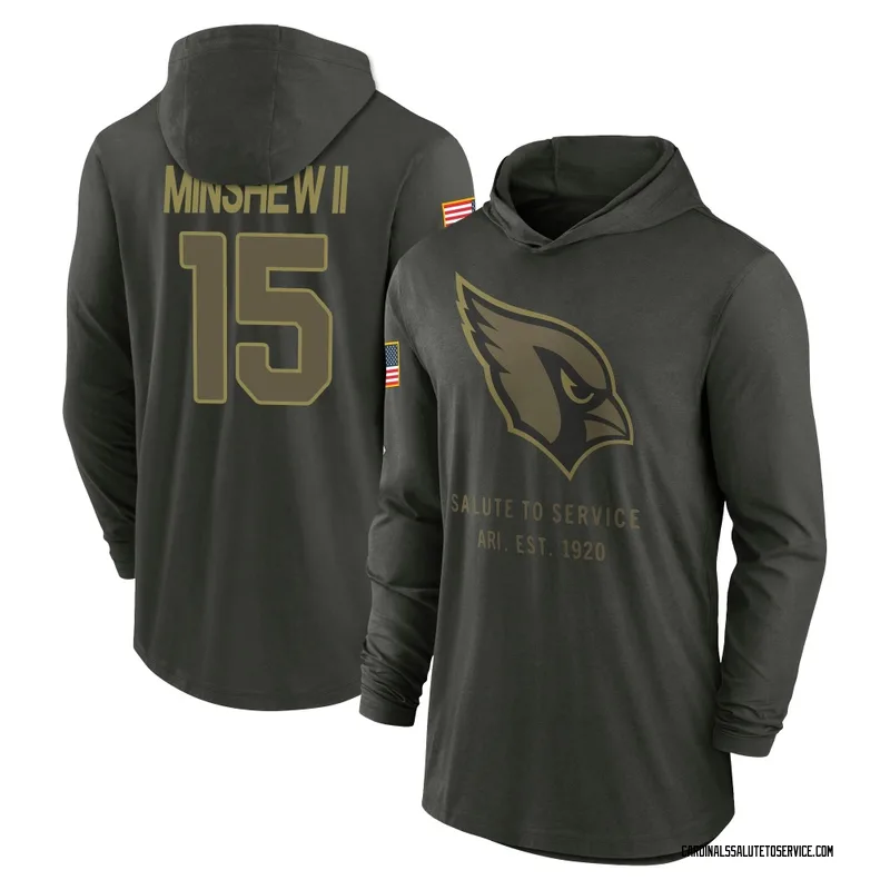 Men's Gardner Minshew II Arizona Cardinals Green Forest/ 2025 Salute to Service Sideline Lightweight Hooded Pullover Long Sleeve