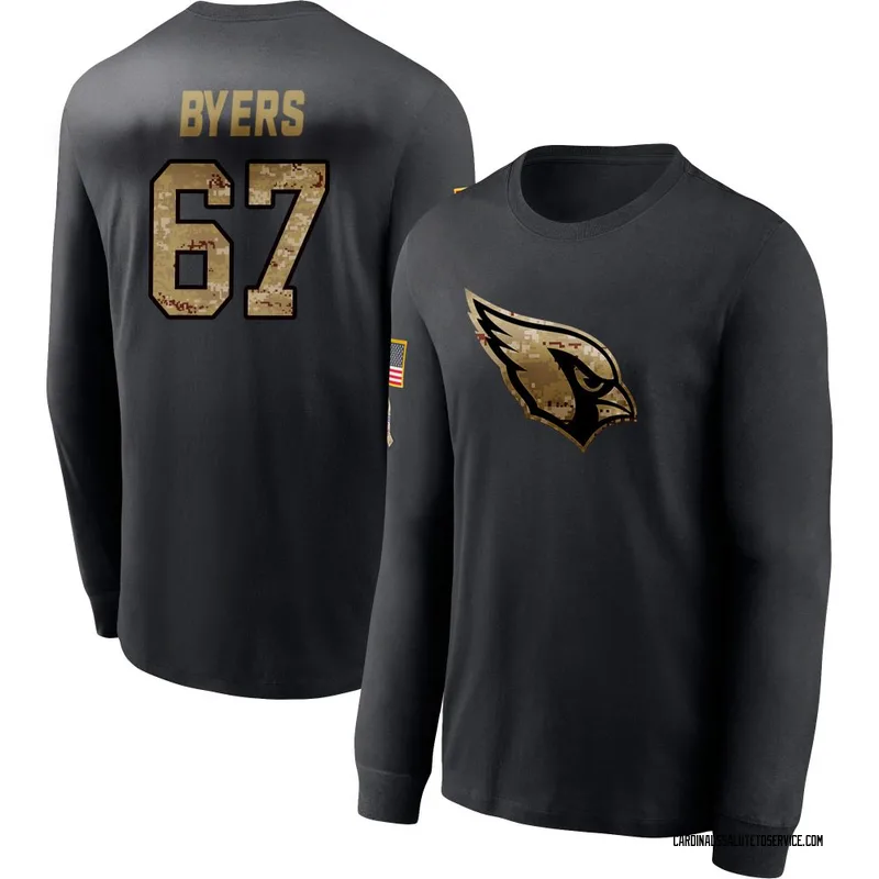 Men's Jeremiah Byers Arizona Cardinals Black 2020 Salute To Service Sideline Performance Long Sleeve T-Shirt