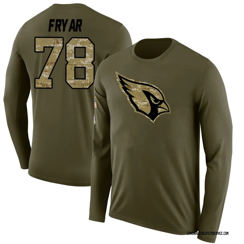 Men's Josh Fryar Arizona Cardinals Legend Olive Salute to Service Sideline Long Sleeve T-Shirt