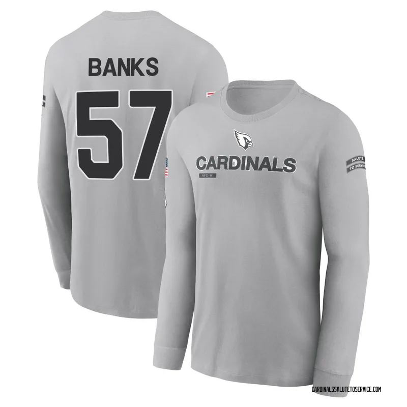 Men's Keshawn Banks Arizona Cardinals Gray 2024 Salute to Service Long Sleeve T-Shirt