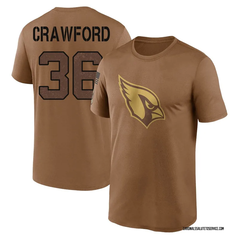 Men's Kitan Crawford Arizona Cardinals Legend Brown 2023 Salute To Service Performance T-Shirt