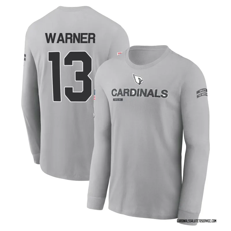 Men's Kurt Warner Arizona Cardinals Gray 2024 Salute to Service Long Sleeve T-Shirt