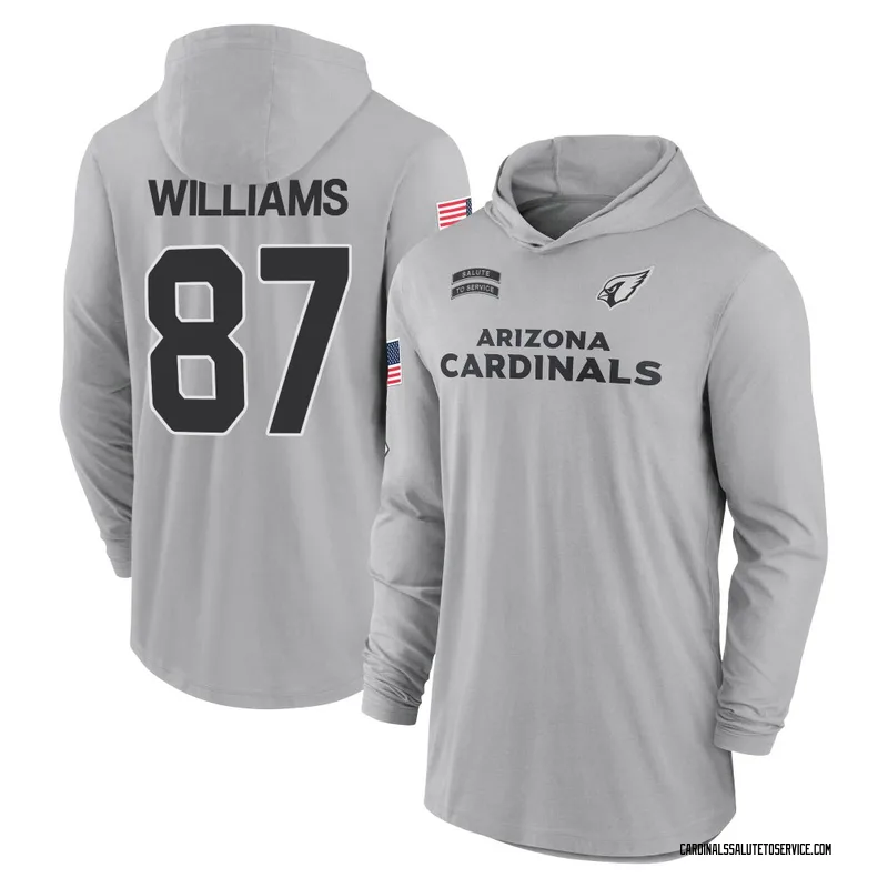 Men's Maxx Williams Arizona Cardinals Gray 2024 Salute to Service Lightweight Performance Long Sleeve Hooded T-Shirt