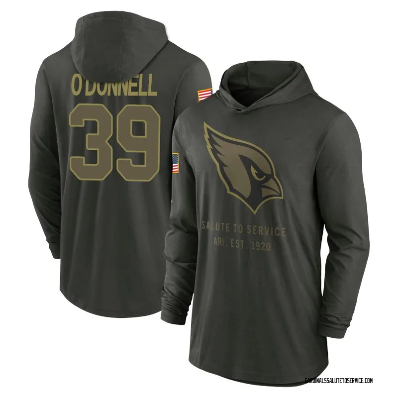 Men's Pat O'Donnell Arizona Cardinals Green Forest/ 2025 Salute to Service Sideline Lightweight Hooded Pullover Long Sleeve T-Sh