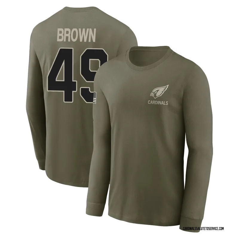 Men's Pharaoh Brown Arizona Cardinals Olive 2025 Salute to Service Sideline Long Sleeve T-Shirt
