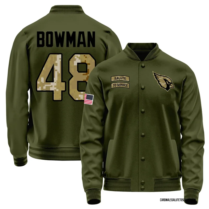 Men's Shawn Bowman Arizona Cardinals Olive Salute to Service Sideline Performance Jacket