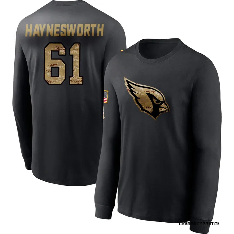 Men's Sincere Haynesworth Arizona Cardinals Black 2020 Salute To Service Sideline Performance Long Sleeve T-Shirt