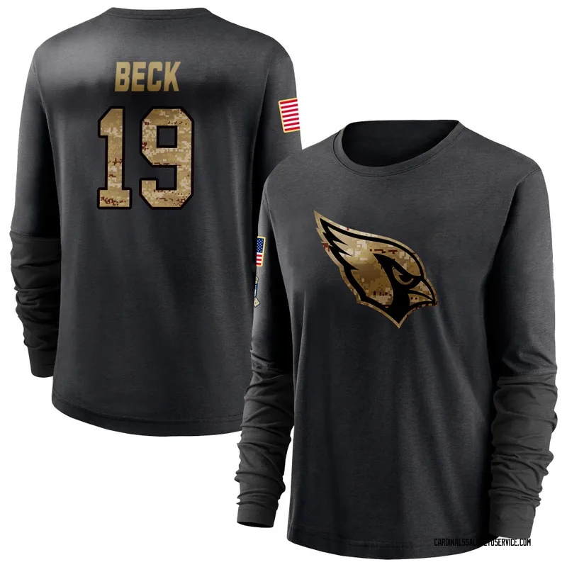 Women's Carson Beck Arizona Cardinals Black 2020 Salute To Service Sideline Performance Long Sleeve T-Shirt