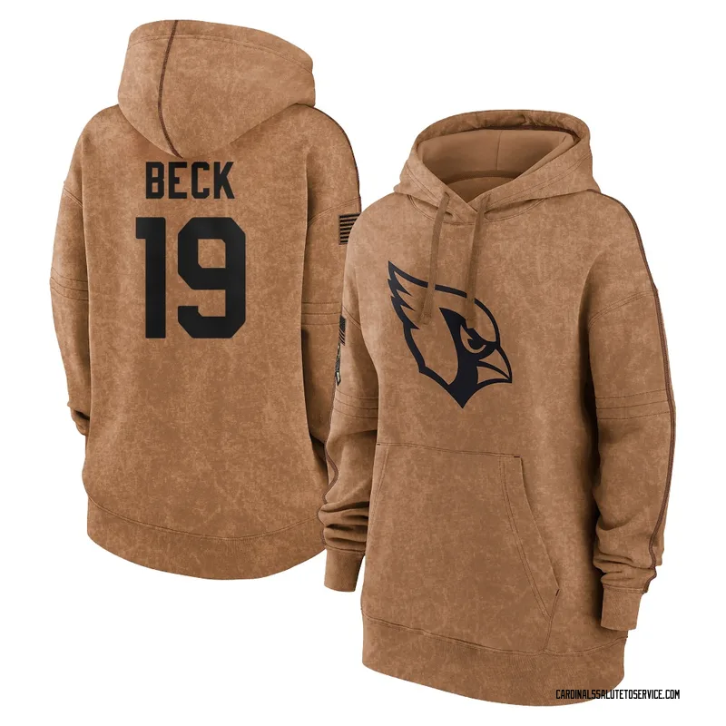 Women's Carson Beck Arizona Cardinals Brown 2023 Salute To Service Pullover Hoodie