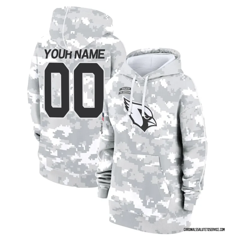 Women's Custom Arizona Cardinals Camo Arctic 2024 Salute to Service Club Fleece Pullover Hoodie