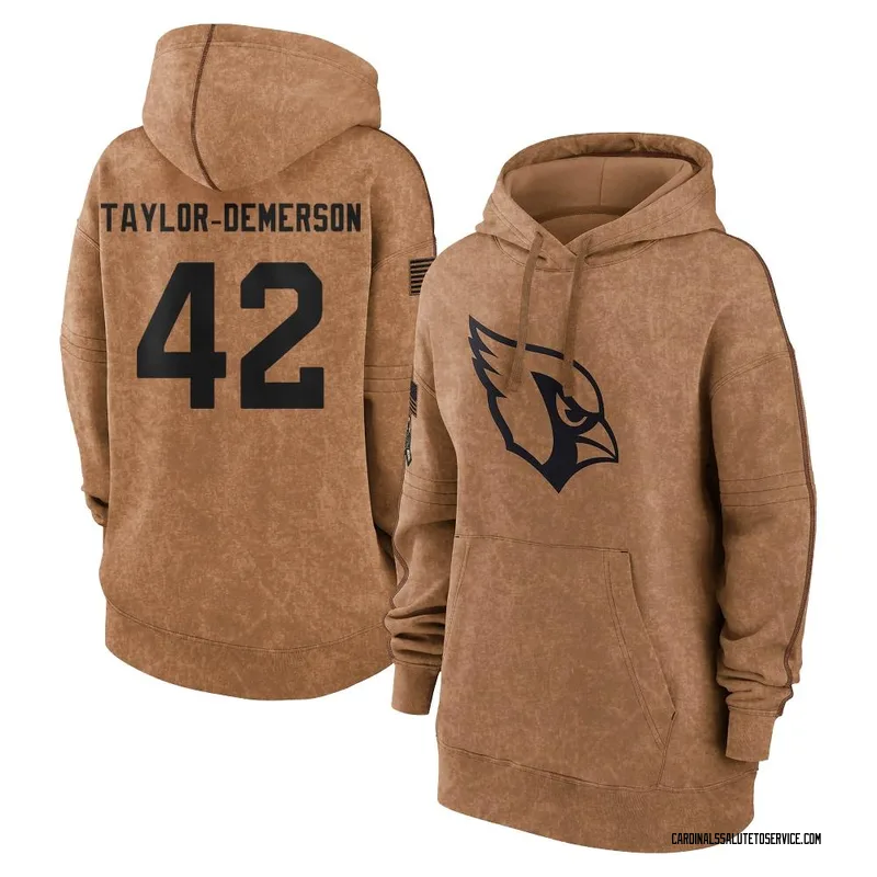 Women's Dadrion Taylor-Demerson Arizona Cardinals Brown 2023 Salute To Service Pullover Hoodie