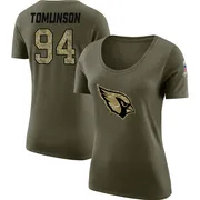 Women's Dalvin Tomlinson Arizona Cardinals Legend Olive Salute to Service Scoop Neck T-Shirt