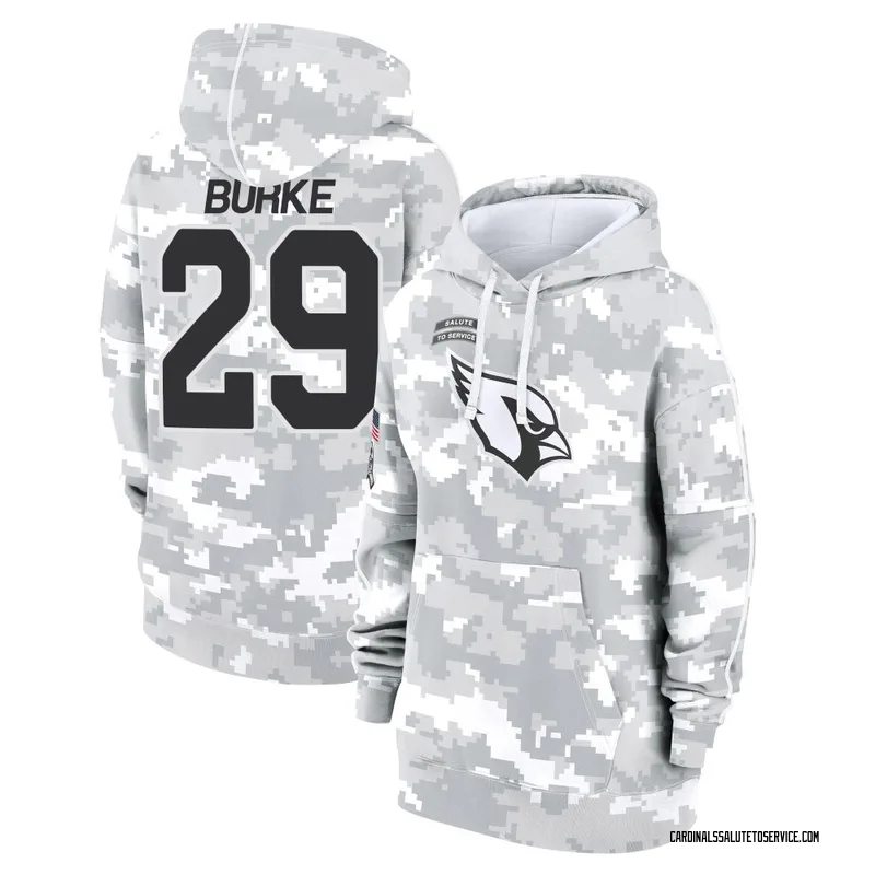 Women's Denzel Burke Arizona Cardinals Camo Arctic 2024 Salute to Service Club Fleece Pullover Hoodie