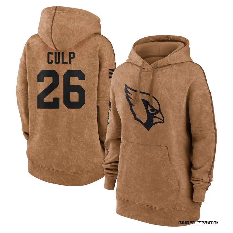 Women's Elijah Culp Arizona Cardinals Brown 2023 Salute To Service Pullover Hoodie