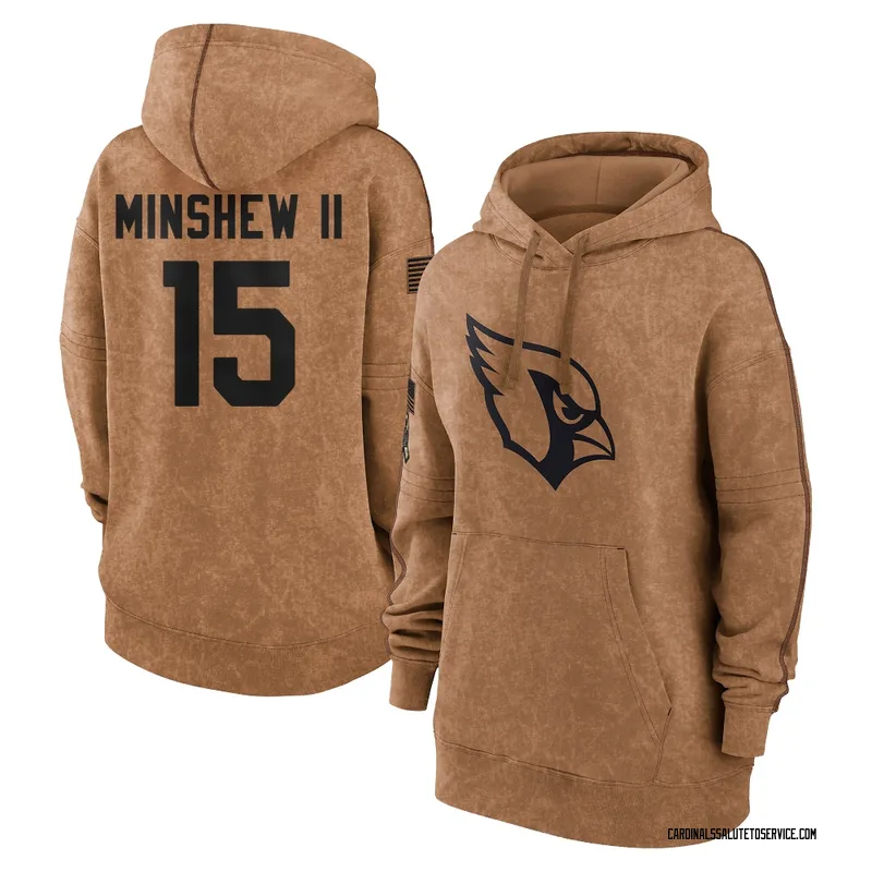 Women's Gardner Minshew II Arizona Cardinals Brown 2023 Salute To Service Pullover Hoodie