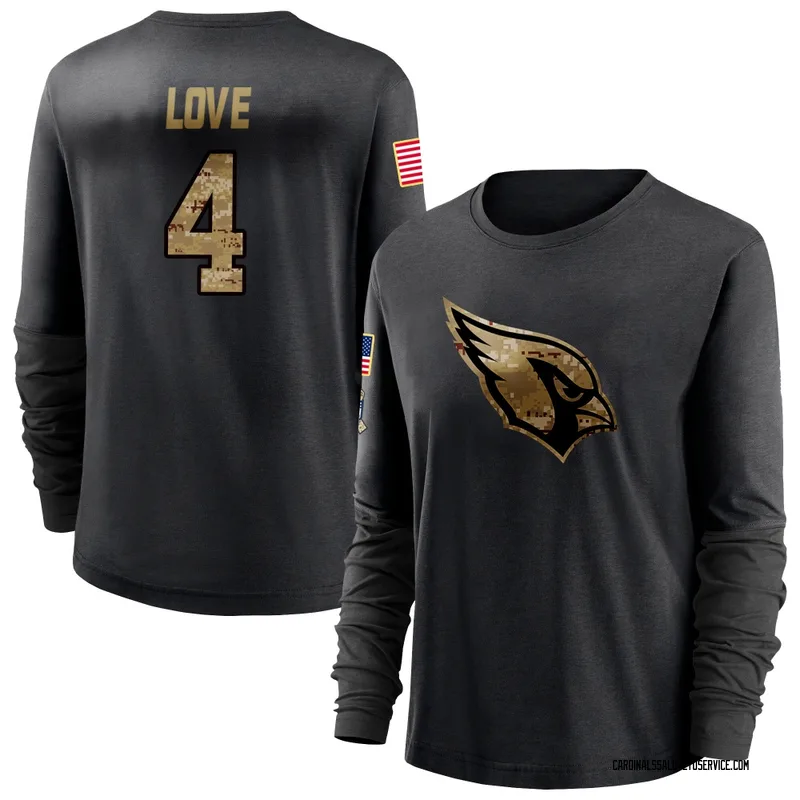 Women's Jeremiyah Love Arizona Cardinals Black 2020 Salute To Service Sideline Performance Long Sleeve T-Shirt