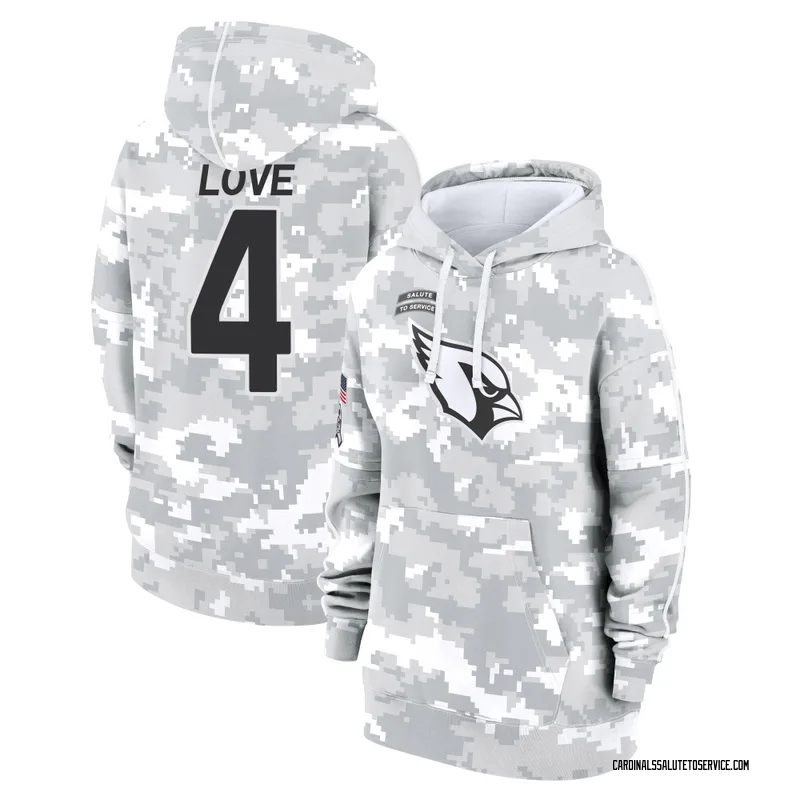 Women's Jeremiyah Love Arizona Cardinals Camo Arctic 2024 Salute to Service Club Fleece Pullover Hoodie