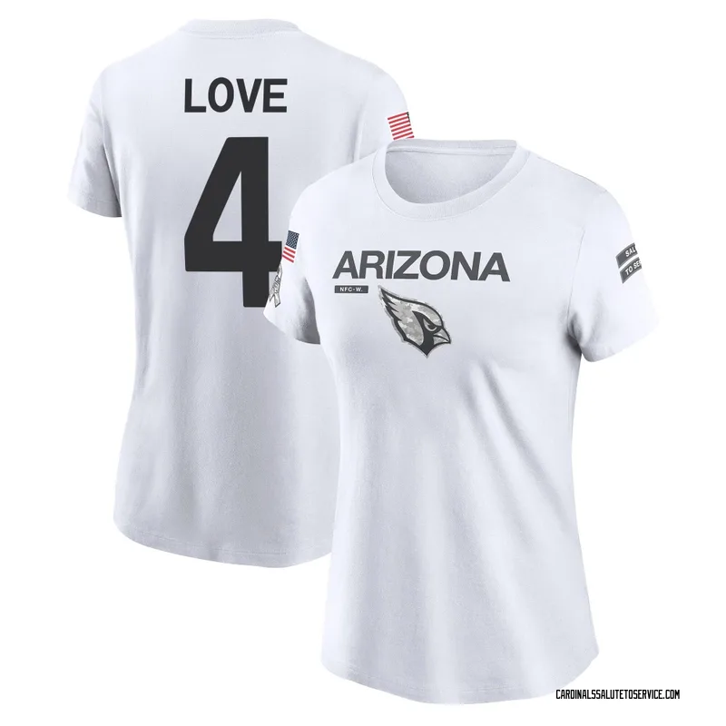 Women's Jeremiyah Love Arizona Cardinals Legend White 2024 Salute to Service Performance T-Shirt