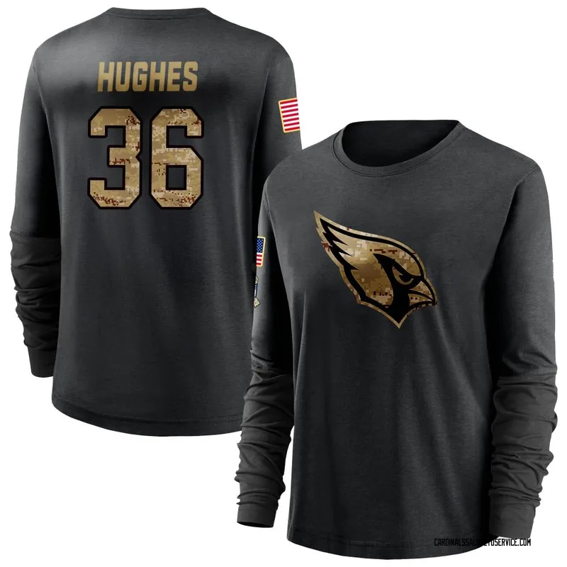 Women's JuJu Hughes Arizona Cardinals Black 2020 Salute To Service Sideline Performance Long Sleeve T-Shirt
