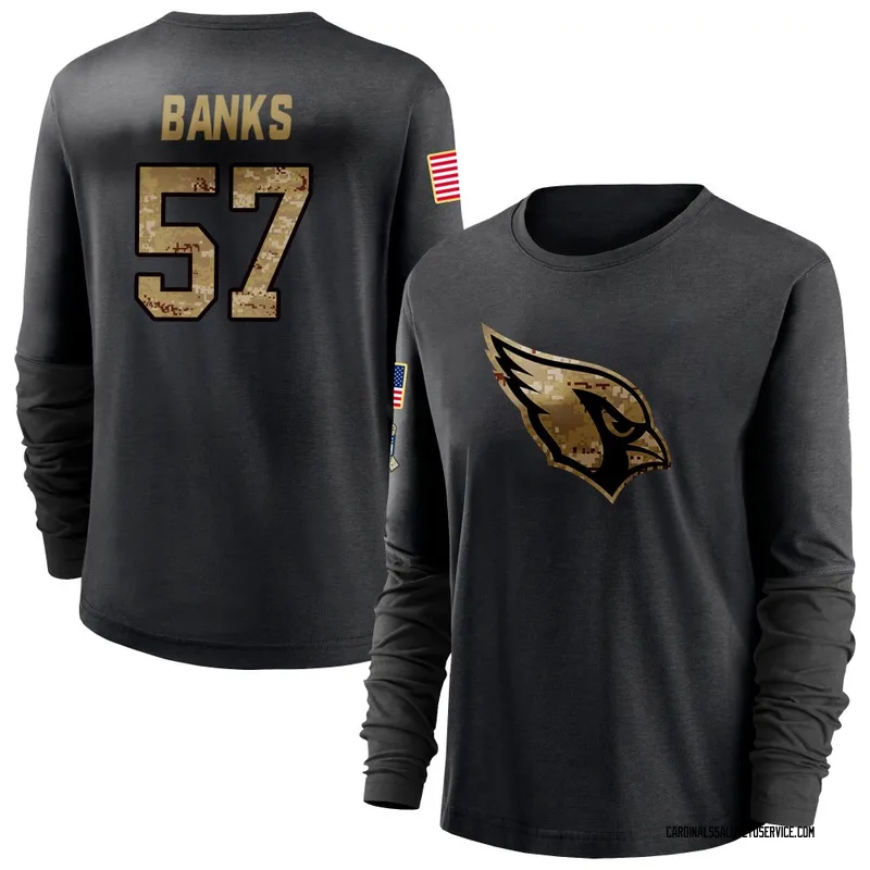 Women's Keshawn Banks Arizona Cardinals Black 2020 Salute To Service Sideline Performance Long Sleeve T-Shirt