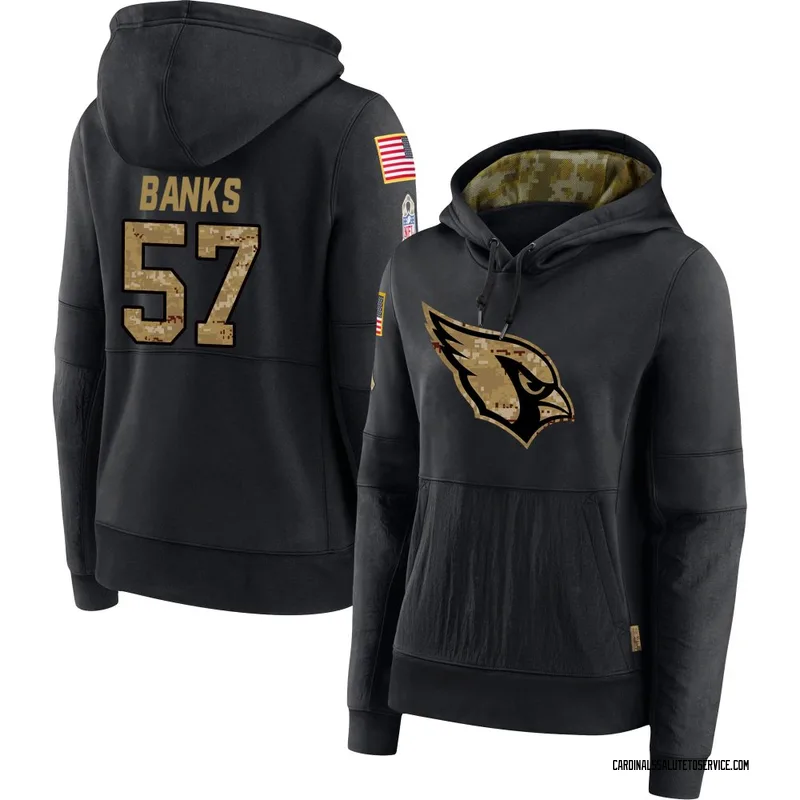 Women's Keshawn Banks Arizona Cardinals Black 2020 Salute to Service Sideline Performance Pullover Hoodie