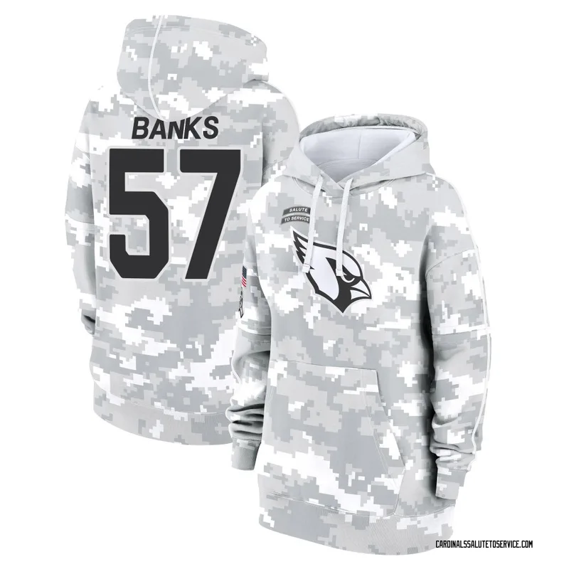 Women's Keshawn Banks Arizona Cardinals Camo Arctic 2024 Salute to Service Club Fleece Pullover Hoodie