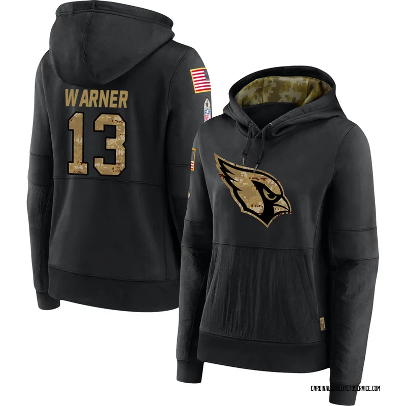 Women's Kurt Warner Arizona Cardinals Black 2020 Salute to Service Sideline Performance Pullover Hoodie