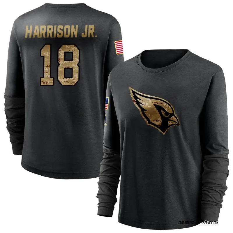 Women's Marvin Harrison Jr. Arizona Cardinals Black 2020 Salute To Service Sideline Performance Long Sleeve T-Shirt
