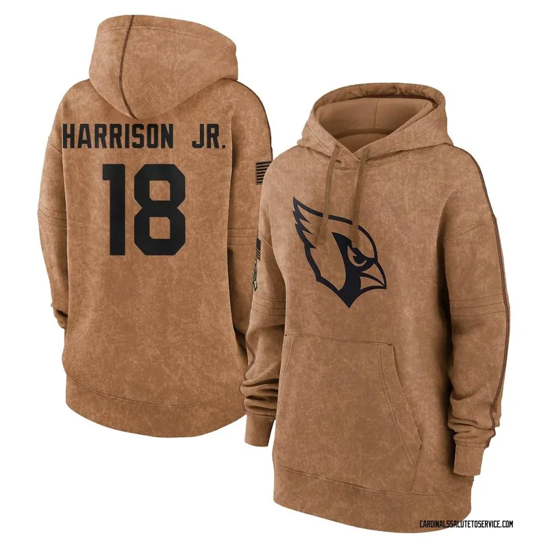 Women's Marvin Harrison Jr. Arizona Cardinals Brown 2023 Salute To Service Pullover Hoodie