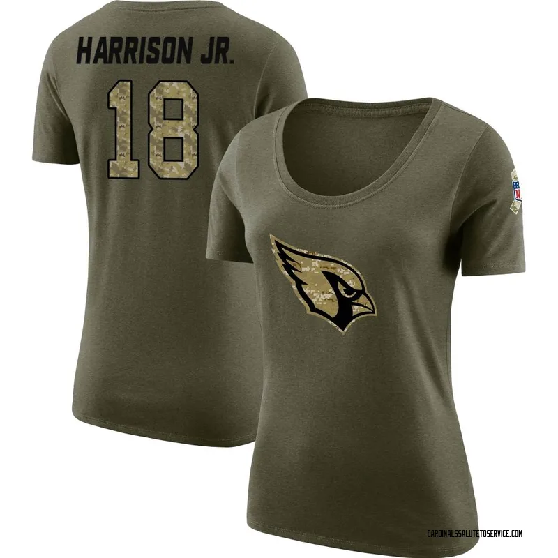 Women's Marvin Harrison Jr. Arizona Cardinals Legend Olive Salute to Service Scoop Neck T-Shirt