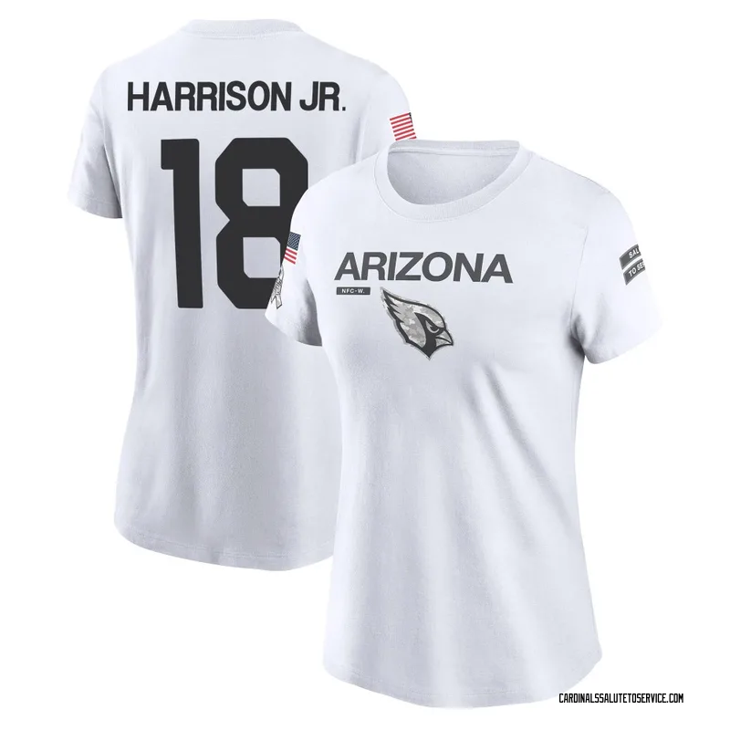 Women's Marvin Harrison Jr. Arizona Cardinals Legend White 2024 Salute to Service Performance T-Shirt