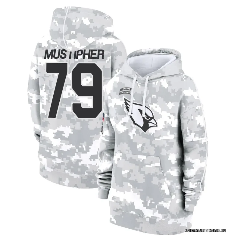 Women's PJ Mustipher Arizona Cardinals Camo Arctic 2024 Salute to Service Club Fleece Pullover Hoodie