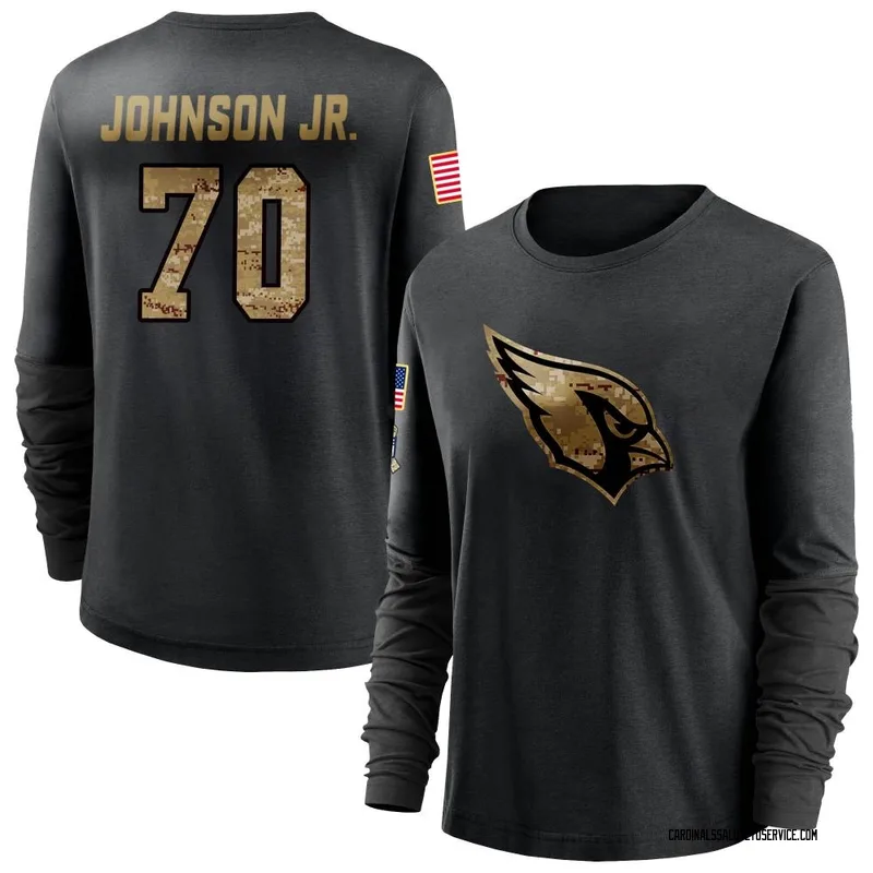 Women's Paris Johnson Jr. Arizona Cardinals Black 2020 Salute To Service Sideline Performance Long Sleeve T-Shirt