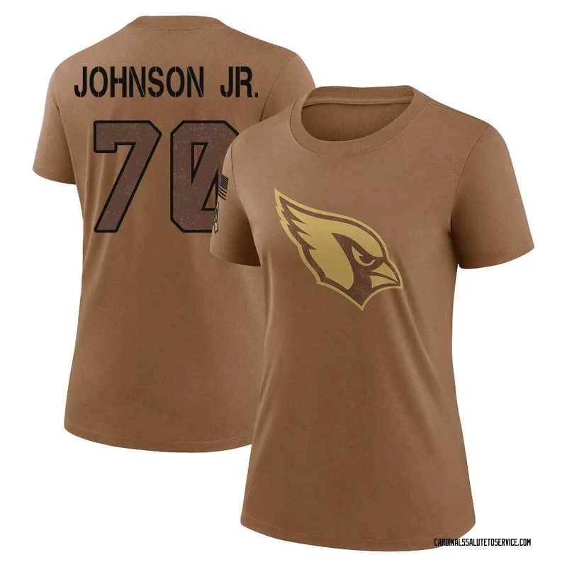 Women's Paris Johnson Jr. Arizona Cardinals Legend Brown 2023 Salute To Service Performance T-Shirt