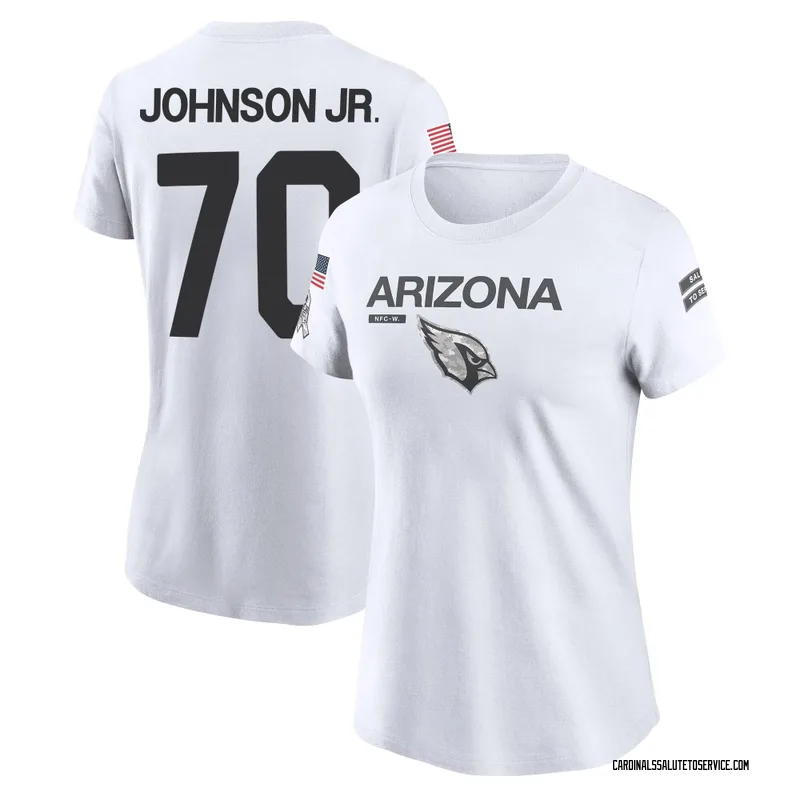 Women's Paris Johnson Jr. Arizona Cardinals Legend White 2024 Salute to Service Performance T-Shirt