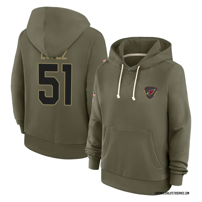 Women's Roy Lopez Arizona Cardinals Olive 2025 Salute to Service Hoodie