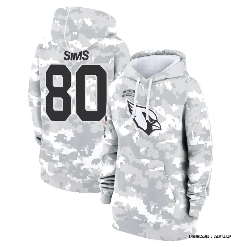 Women's Steven Sims Arizona Cardinals Camo Arctic 2024 Salute to Service Club Fleece Pullover Hoodie