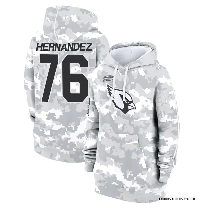 Women's Will Hernandez Arizona Cardinals Camo Arctic 2024 Salute to Service Club Fleece Pullover Hoodie