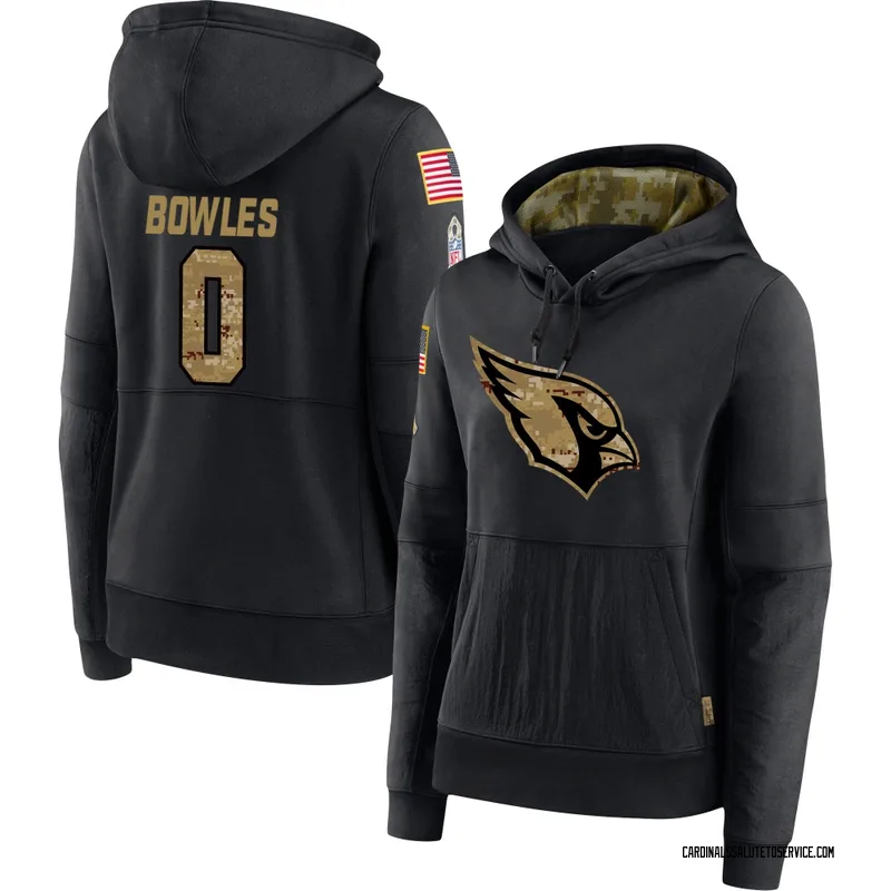 Women's Wyatt Bowles Arizona Cardinals Black 2020 Salute to Service Sideline Performance Pullover Hoodie