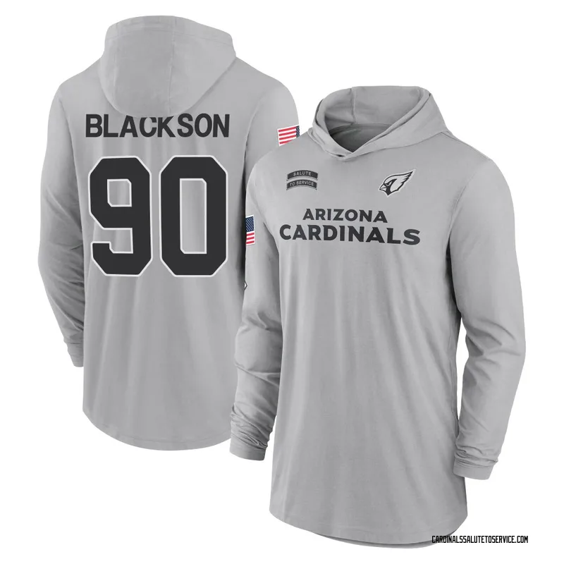 Youth Angelo Blackson Arizona Cardinals Gray 2024 Salute to Service Lightweight Performance Long Sleeve Hooded T-Shirt