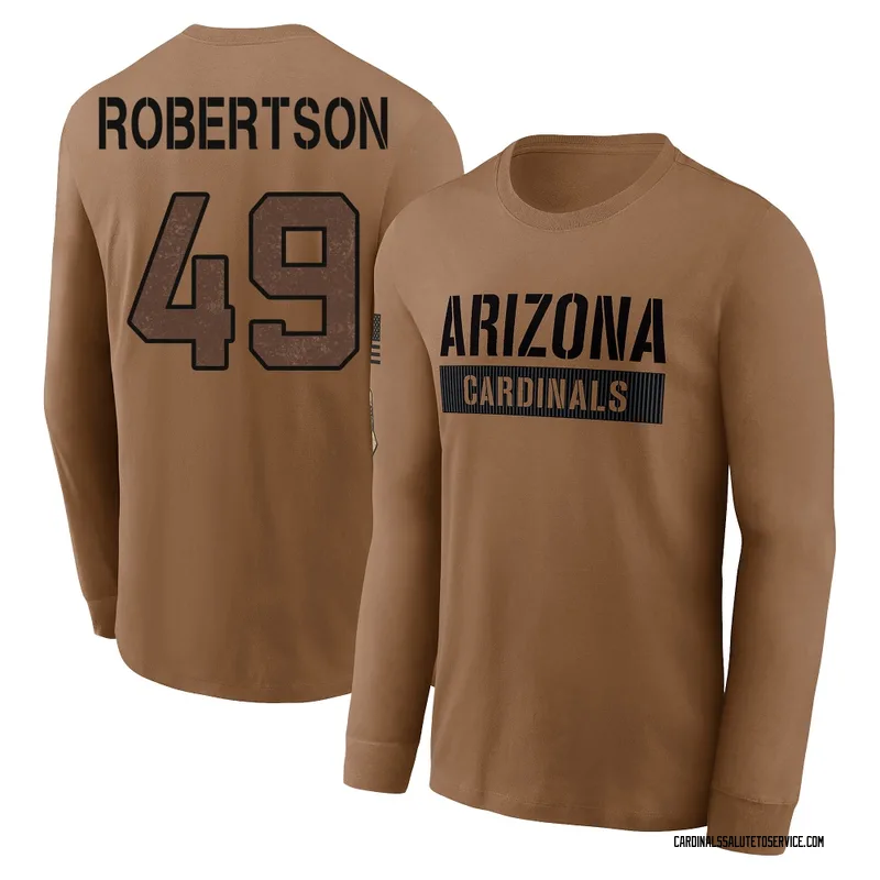 Youth Cameron Robertson Arizona Cardinals Brown 2023 Salute To Service Long Sleeve T-Shirt