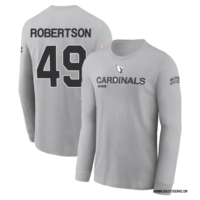 Youth Cameron Robertson Arizona Cardinals Gray 2024 Salute to Service Long Sleeve T-Shirt